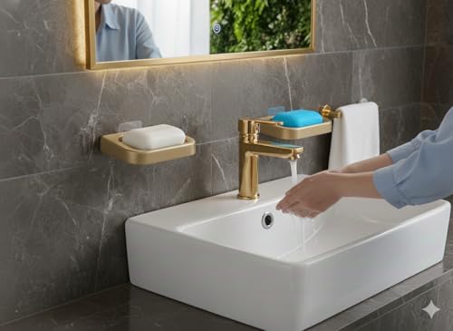 Image of Soap Dish (Wall Mount Big Soap Dish (Golden) Set of 2)
