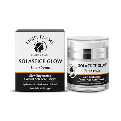 Image of Light Flame Solastice Glow Face Cream for Brightening, Anti-Acne, Pimple Control | Enriched with Hyaluronic Acid, Niacinamide, Kojic Acid | For All Skin Types | Advanced Glow & Clear Skin Care | 50grm