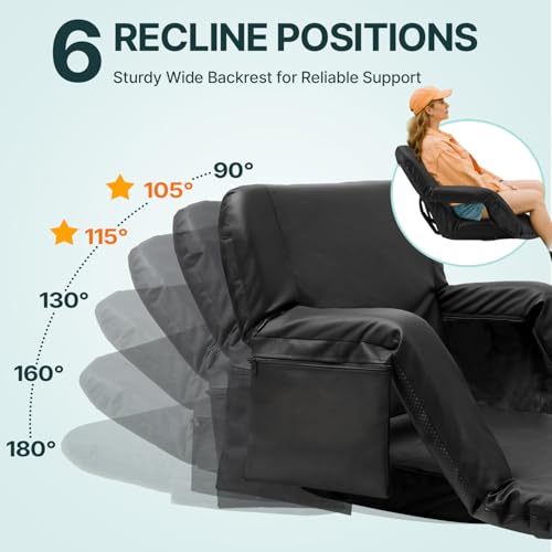 Image of HOPERAN Stadium Seats for Bleachers with Back Support, Half-fold Portable Bleacher Chairs with Back and Cushion, 600D Waterproof Reclining Extra Wide Bleacher Seat for Outdoor Sports