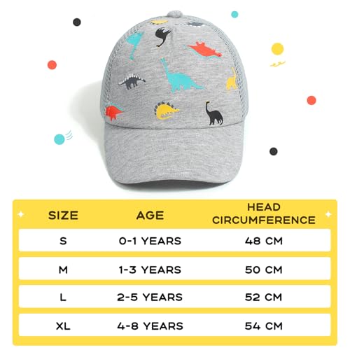 Hpegny Toddler Baseball hat Baby Cap Sun hat Printed Dinosaur Motif Kids Boys Girls Age 0-8T