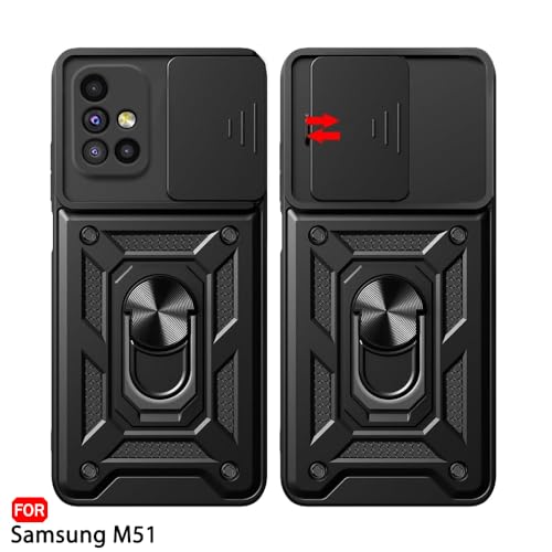 Image of TheGiftKart Tough Armor Bumper Back Cover Case for Samsung Galaxy M51 | Sliding Camera Cover, Kickstand & Ring Holder | 360 Degree Protection Back Cover Case for Samsung Galaxy M51 (PC & TPU, Black)