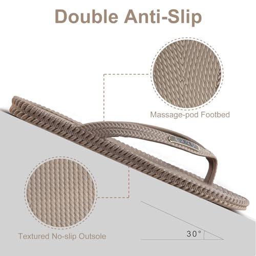 Image of LAVAU Flip Flops for Women, Waterproof Non Slip Thong Sandals for Shower Beach Pool, 100% Recyclable