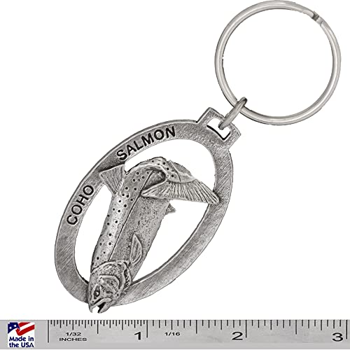 Image of Creative Pewter Designs Coho Salmon Leaping Keychain F048KC, Coho Salmon Leaping Keychain, Pewter Keychain
