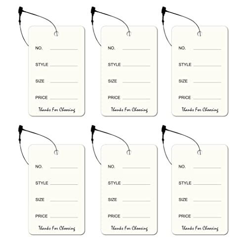 DEEPTAGS Paper Price Tags with Black Loop Pins for Clothes Apparels Shoes Purse Dress Garments Business Shop, White Tags, Pack of 300