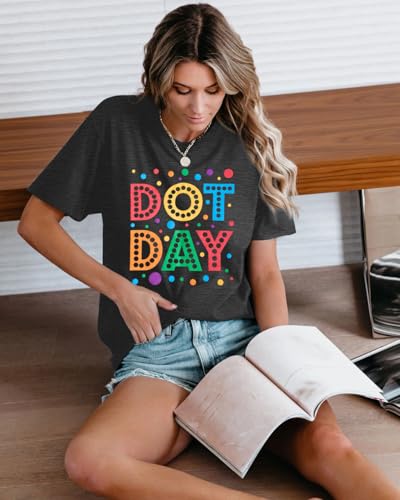 Happy Dot Day Tshirt Women Funny Dot Shirts Retro Inspire Teacher Outfits Cute Positive Tops3