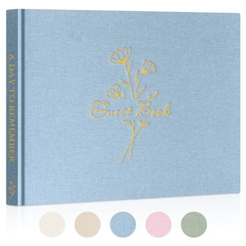 Lanpn Livre d'or Mariage en Lin, Livre d or Anniversaire de 108 Pages Vierges, Livre Mariage Livre d'or pour Diplômé, EVJF, Noces, Baptêmes, Baby shower,...