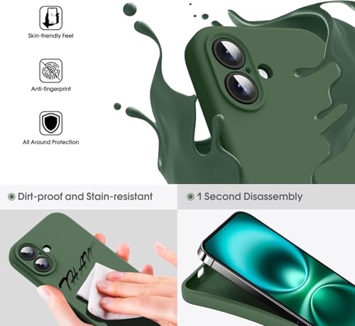 Image of mobistyle Designed for iPhone 16 Plus | Soft Silicone Liquid Protective | Microfiber Lining Phone Back Cover Case for iPhone 16 Plus (Green)