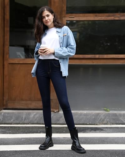 OFLUCK Women's High Waisted Boyfriend Jeans,Distressed Ripped Stretch Cropped Jeans3