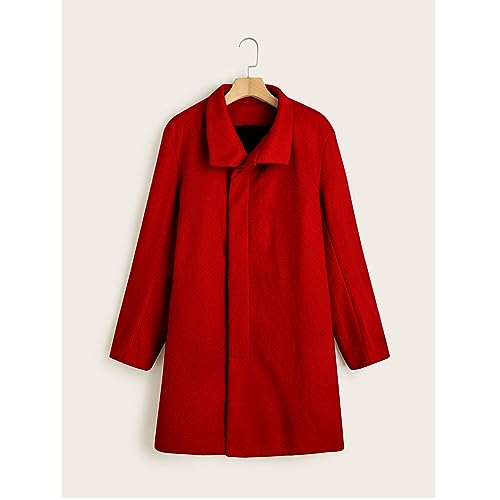 Men's Single Breasted Trench Coat Slim Fit Lapel Cardigan Coat Winter Warm Business Casual Long Jacket Overcoat3