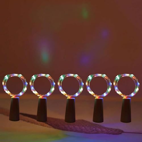 Image of Pack of 5 / 2Mtr / 20 LED's Battery Operated Wine Bottle Magic Fairy String /Strip Cork Light with Copper Wire for DIY Lights for Bottle, Indoor /Outdoor, Home Decoration Light
