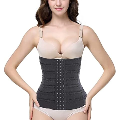 Dreamburn Womens Waist Trainer Corset 3 Rows Hook 4 Flexible Steel Boned Body Shaper Tummy Control Waist Cinchers Girdle Band Underwear Cover