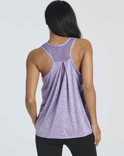 Real Essentials 5 Pack: Women's Racerback Workout Tank Top Mesh Back Dry-Fit Sleeveless Running Gym (Available in Plus Size) - Image 4