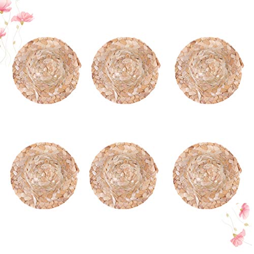 NUOBESTY 6 Pezzi Mini Cappelli di Paglia Bambola