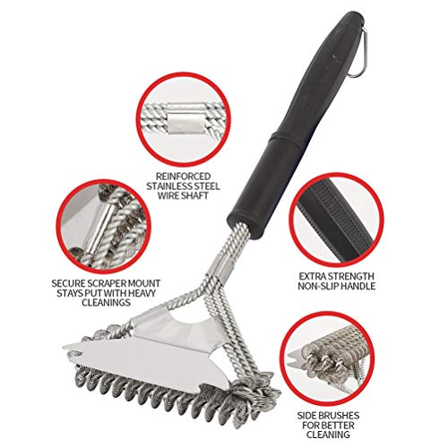 Lybunair Metal Barbecue Grill Cleaning Brush and Scrape, Stainless Steel Cleaning Brush Accessories for BBQ Grill Cleaning - Image 3