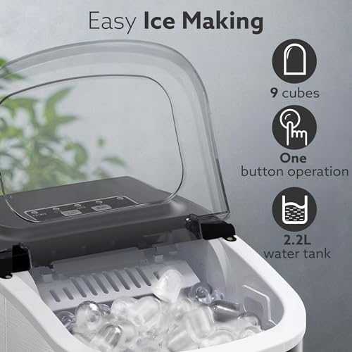 Image of AGARO Regency Ice Maker, Portable Ice Maker, 2.2L water Tank, 9 Pcs Ice Cube at a time, Stainless Steel Body, Small & Big Ice Cubes, Electric Ice Maker, Home & Kitchen