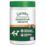 Greenies Supplements Digestive Health Probiotics for Dogs Chicken Flavor, 15.6 oz. Tub of 80 ct.