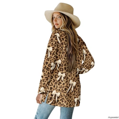 Image of Forchrinse Red Ladybug Cardigan for Women Causal Long Sleeve Open Front Cardigans Sweater Fashion 2024 Fall Coat with Pockets