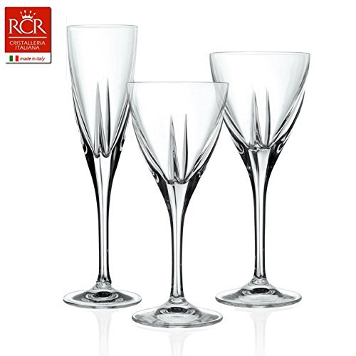 Juego de 18 copas de vino Fusion RCR (6 copas de agua) fabricadas en Italia
