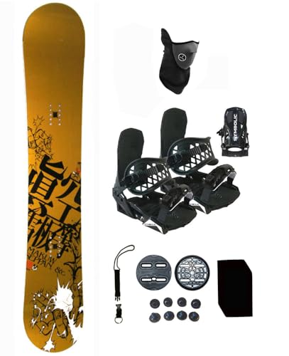 Symbolic Makuw Seppan Blemish 152cm Snowboard and Black Bindings Package Leash, Stomp, Mask Mens Womens (152-BlemCambr+SM Binding(M 5-8.5) rten103)