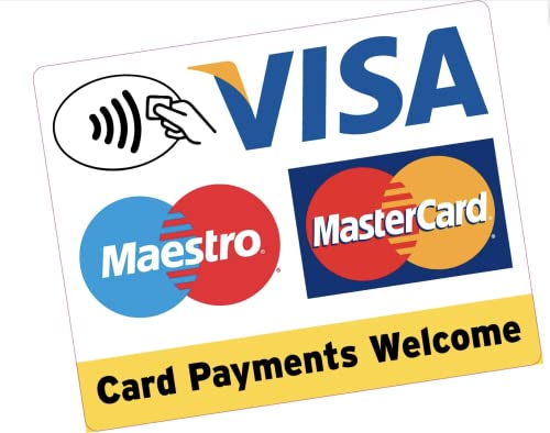 Card Contactless Payments Welcome Large Square 150x120mm Vinyl Sticker