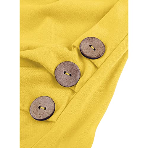 Prevently Kids Girls Fashion Top Shirt Solid Color Button Casual Tunic Tops Long Sleeve Loose Crewneck Blouse T-Shirt Tee Cute Tops for Girls (Yellow, 10-11 Years) - Image 4