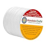 Mandala Crafts Round Cowhide Genuine White Leather Cord for Jewelry Making Kumihimo Leather Rope Spool - White String Lace - 20 Yds 2mm Cording