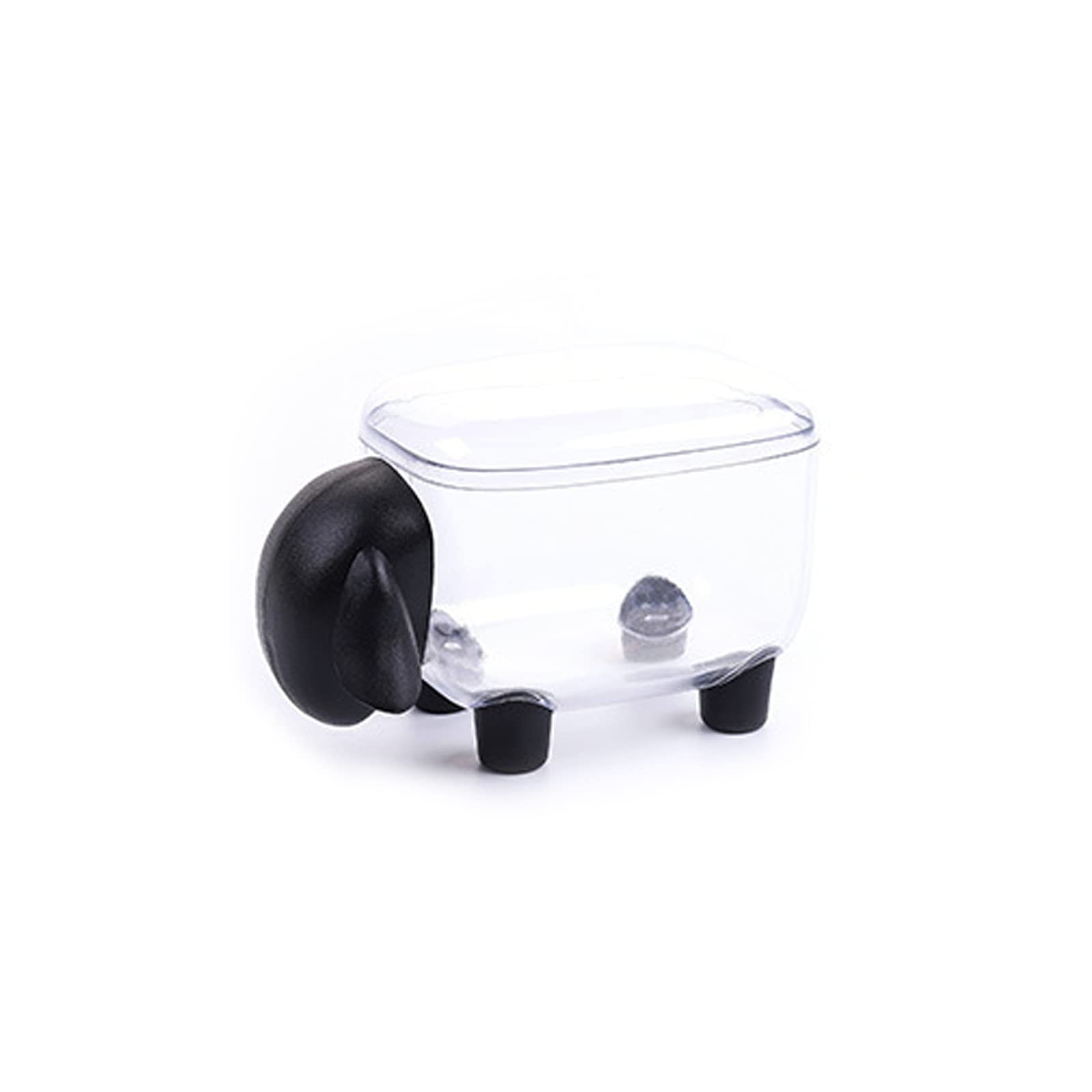 Hancle Girls Black Clear Sheep Qtip Dispenser Desk Organizer For Cosmetic Pads Cotton Swabs Paper Clips Pushpins Hair Ties Flossers Paper Clip Holder For Desk Cute Clip Holder For Drawer Large Paperclip