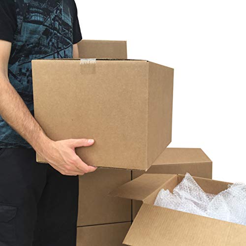Image of Amazon Basics Cardboard Moving Boxes, Medium 18 inch x 14 inch x 12 inch, Brown, 20-Pack