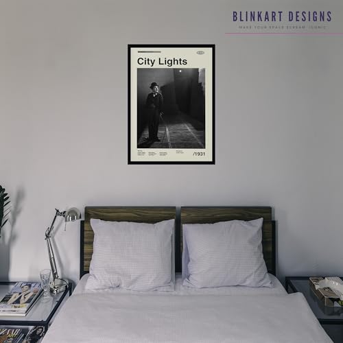 Image of BLINKART City Light (1931) Movie Poster Frame 8x12 Inch | Premium 300 GSM Paper Wall Print | Mid Century Vintage Film Artwork for Home, Bedroom, Living Room, Office | Framed Photo Decor