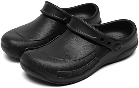 FULORIS Professional Slip Resistant Clog Oil Resistant Waterproof Non Slip for Chef Nurse Shoes Indoor and Outdoor Slippers for Kitchen Garden Shoe Black (9)