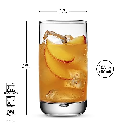 Set Of 4 Highball Glasses Heavy Base Cocktail Drinking Glasses 16 Oz. Glass Cups For Water, Juice, Beer And Cocktails, Heavy Bottom Tumbler Glass #TOP3