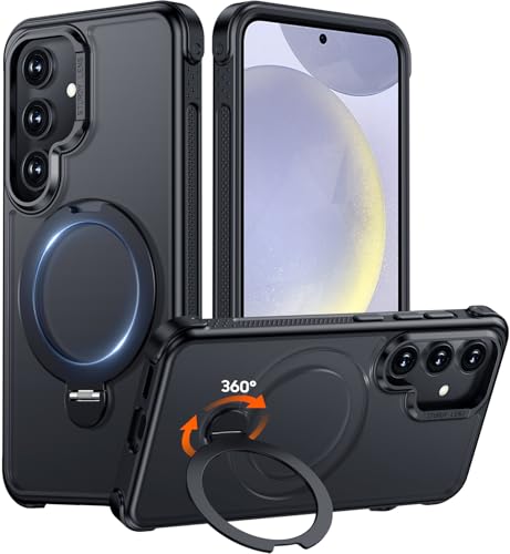 Red2Fire Compatible with Samsung Galaxy S24 Case with Stand Magnetic 360° Spin O-Ring Kickstand, Translucent Matte Military-Grade Phone Case,Black by Red2Fire - Used condition - US$6.72