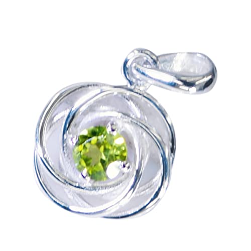 Péridot argent 925 pendentif anti-ternissement pour peau sensible - 3