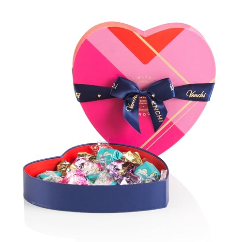 Venchi - Caja en Forma de Corazón con 15 Bombones Surtidos, Sin Gluten, 185 g, Idea de regalo para el Día de la Madre