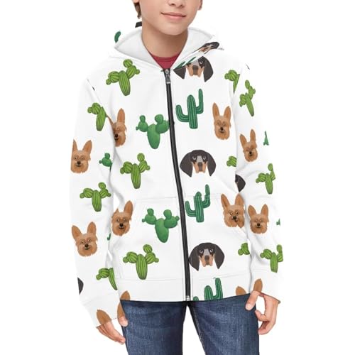 AmzPrint Axolotl Costume Kids Firls Boys Sky Blue Cute Cartoon Animal Print Fall Winter Salamander Zip Hoodie With Pockets3