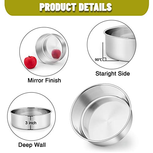 P&P Chef 8 X 3 Inch Cake Pans Set Of 2, Round Baking Pan Stainless Steel Layer Birthday Wedding Cake Oven Pans thumb #2