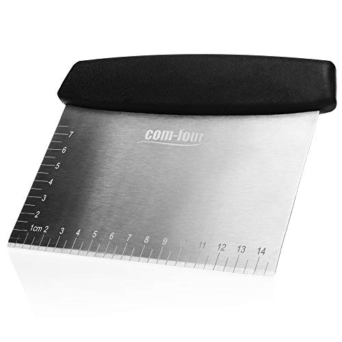 COM-FOUR® Spatule à pâte - coupe-pâte en acier inoxydable - coupe-pâte avec manche en plastique - coupe-pâte (1 pièce - argenté - carré)