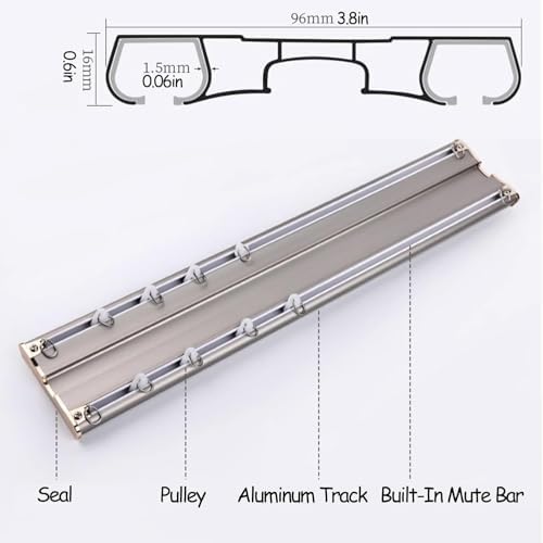 Heavy-Duty Double Row Ceiling Mounted Curtain Track System for Enhanced Durability and Smooth Operation in Home Office Settings