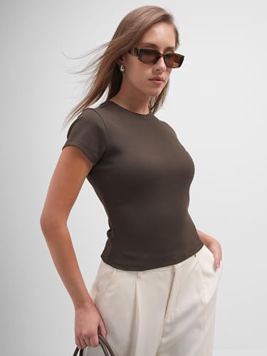 Image of Tokyo Talkies Women Pure Cotton Tops for Woman|Regular Fit Slim fit Crop Tops for Women Western|Top Tshirt for Women Stylish Western|Suitable for Casual and Workwear