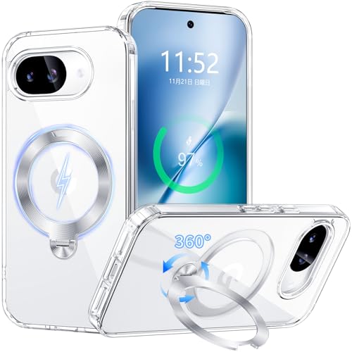 PETORA Google Pixel 10a 用 ケース リング付き MagSafe対応【360度回転式マグネットスタンド・縦横両対応】米軍MIL規格 耐衝撃 レンズ保護 透明 黄ばみ防止 指紋防止 滑り止め マグセーフワイヤレス充電対応 グーグルピクセル 10a 用 カバー おしゃれ スマホケース (クリア)の商品画像（Amazon）