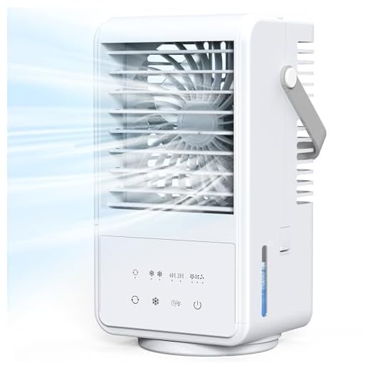 Aire Acondicionado Portatil, Enfriador de Aire Silencioso Aire acondicionado Móvil Refrigerador de Aire USB Ventilador, 3 Velocidades y 3 Spray, Temporizador de 2/4H, Luz Colorida