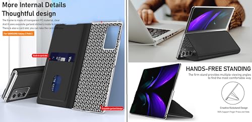 Image of WHITBULL Luxury Pattern Flip Cover Compatible for Samsung Galaxy Z Fold 7 5G (Brown)