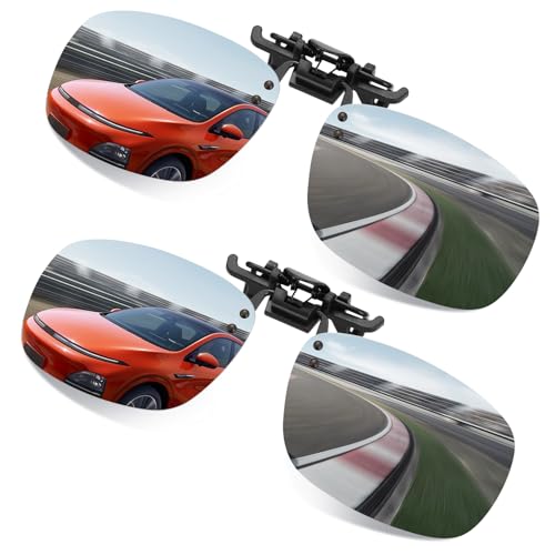 Besgoods Polarized Mirrored Clip-on Flip up Sunglasses over Prescription Glasses Frames UV Protection for Men Women (2PCS)