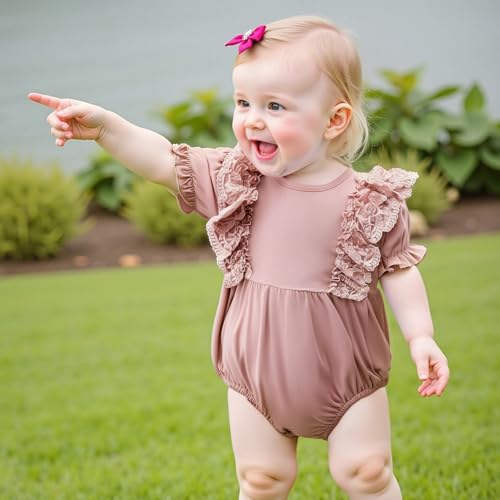 Merqwadd Baby Girl Bubble Romper Pack Short Sleeve Lace Bodysuit Vintage Newborn Summer Clothes2