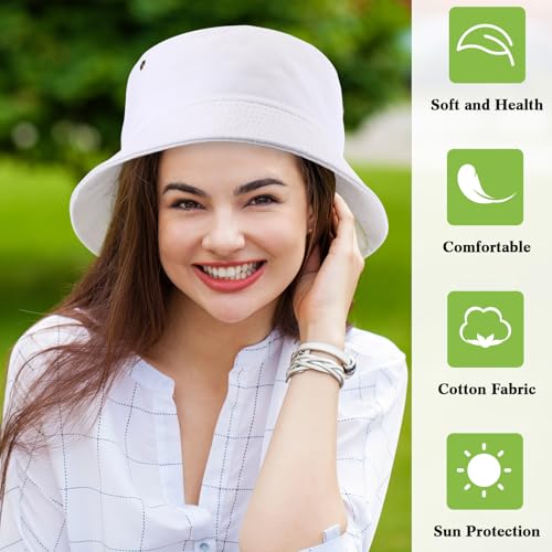Image of 36 Pcs Bucket Hats Bulk Washed Cotton Foldable Bucket Hat Wide Brim Sun Hats for Women Men Beach Tie Dye DIY