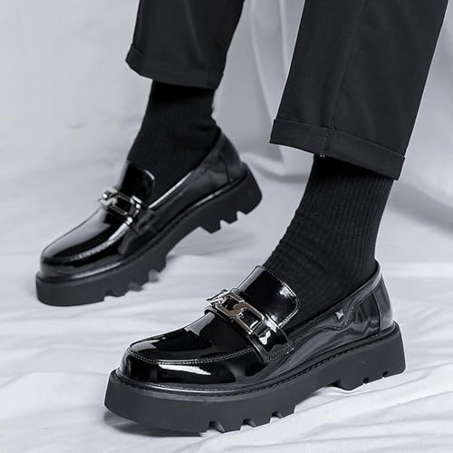 Men's Leather Platform Slip-On Loafers Fashion Breathable Non-Slip Lug Sole Business Dress Casual Penny Loafers for Business Party Wedding4