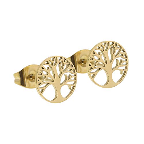 Preisvergleich Produktbild HCA Crystals Ohrstecker - Baum des Lebens - vergoldet