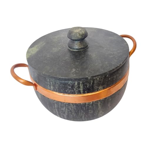 Caçarola Panela Pedra Sabão 3 Litros Grande Alta Resistência Alça Cobre (Natural)