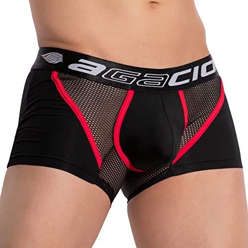 Mens Sexy Dual-Color Strapped Piping Boxer Trunk Sports Jockstrap Comfy G-String Thong Bikini Underwear