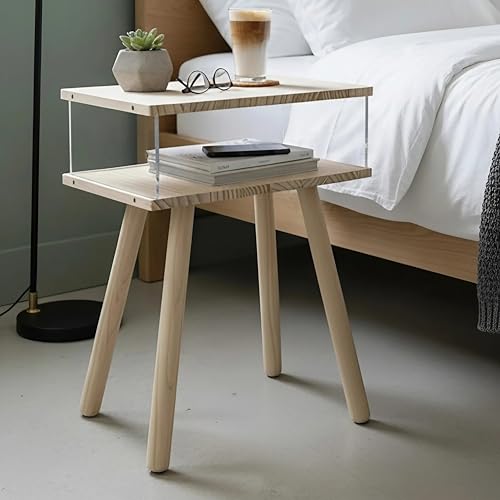 Mesa auxiliar de acrílico transparente con almacenamiento - 50% OFF